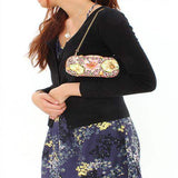 Alamode Ancientry Gold White Metal Clutch with Top Grade Crystal in Multi Color - Alamode - Flyclothing LLC