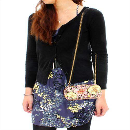 Alamode Ancientry Gold White Metal Clutch with Top Grade Crystal in Multi Color - Alamode - Flyclothing LLC