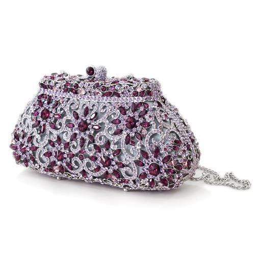 Alamode Imitation Rhodium White Metal Clutch with Top Grade Crystal in Multi Color - Alamode - Flyclothing LLC