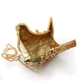 Alamode Gold White Metal Clutch with Top Grade Crystal in Multi Color - Alamode - Flyclothing LLC