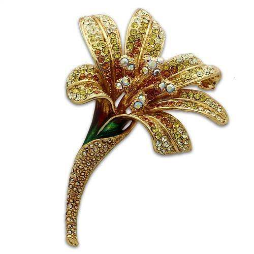 Alamode Gold White Metal Brooches with Top Grade Crystal in Multi Color - Alamode - Flyclothing LLC