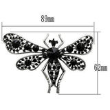 Alamode Imitation Rhodium White Metal Brooches with Top Grade Crystal in Jet - Alamode - Flyclothing LLC