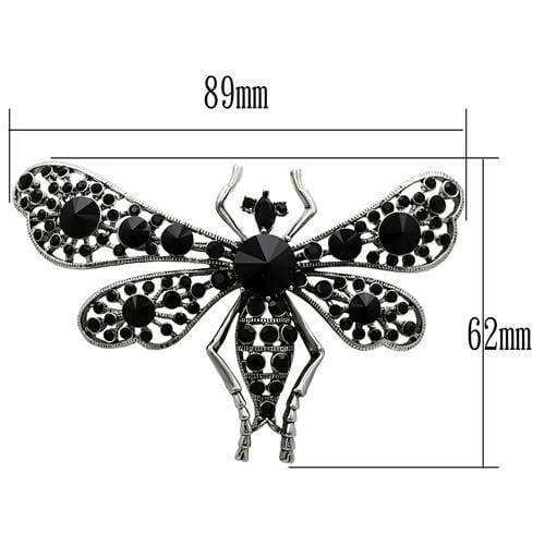 Alamode Imitation Rhodium White Metal Brooches with Top Grade Crystal in Jet - Alamode - Flyclothing LLC