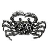 Alamode Imitation Rhodium White Metal Brooches with Top Grade Crystal in Jet - Alamode - Flyclothing LLC