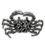 Alamode Imitation Rhodium White Metal Brooches with Top Grade Crystal in Jet - Alamode