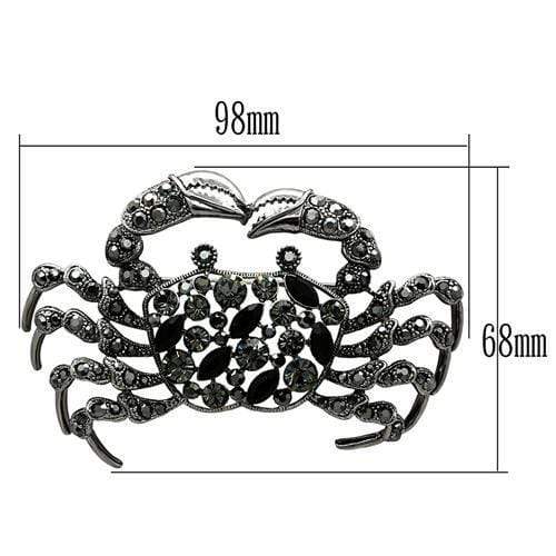 Alamode Imitation Rhodium White Metal Brooches with Top Grade Crystal in Jet - Alamode - Flyclothing LLC