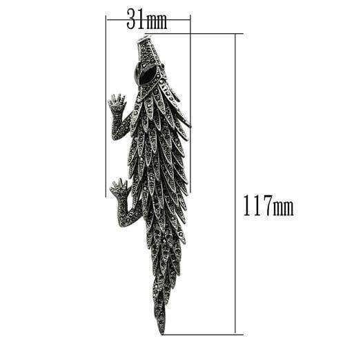 Alamode Imitation Rhodium White Metal Brooches with Top Grade Crystal in Jet - Alamode - Flyclothing LLC