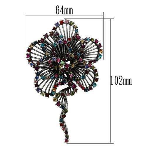 Alamode Imitation Rhodium White Metal Brooches with Top Grade Crystal in Multi Color - Alamode - Flyclothing LLC