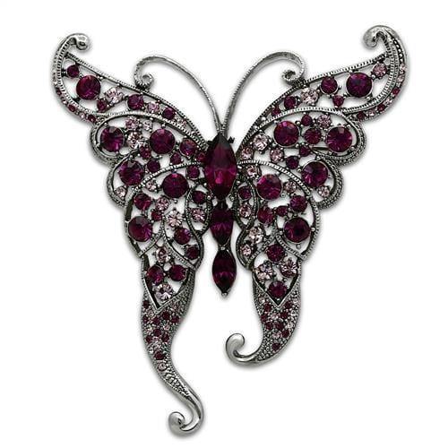 Alamode Imitation Rhodium White Metal Brooches with Top Grade Crystal in Multi Color - Alamode