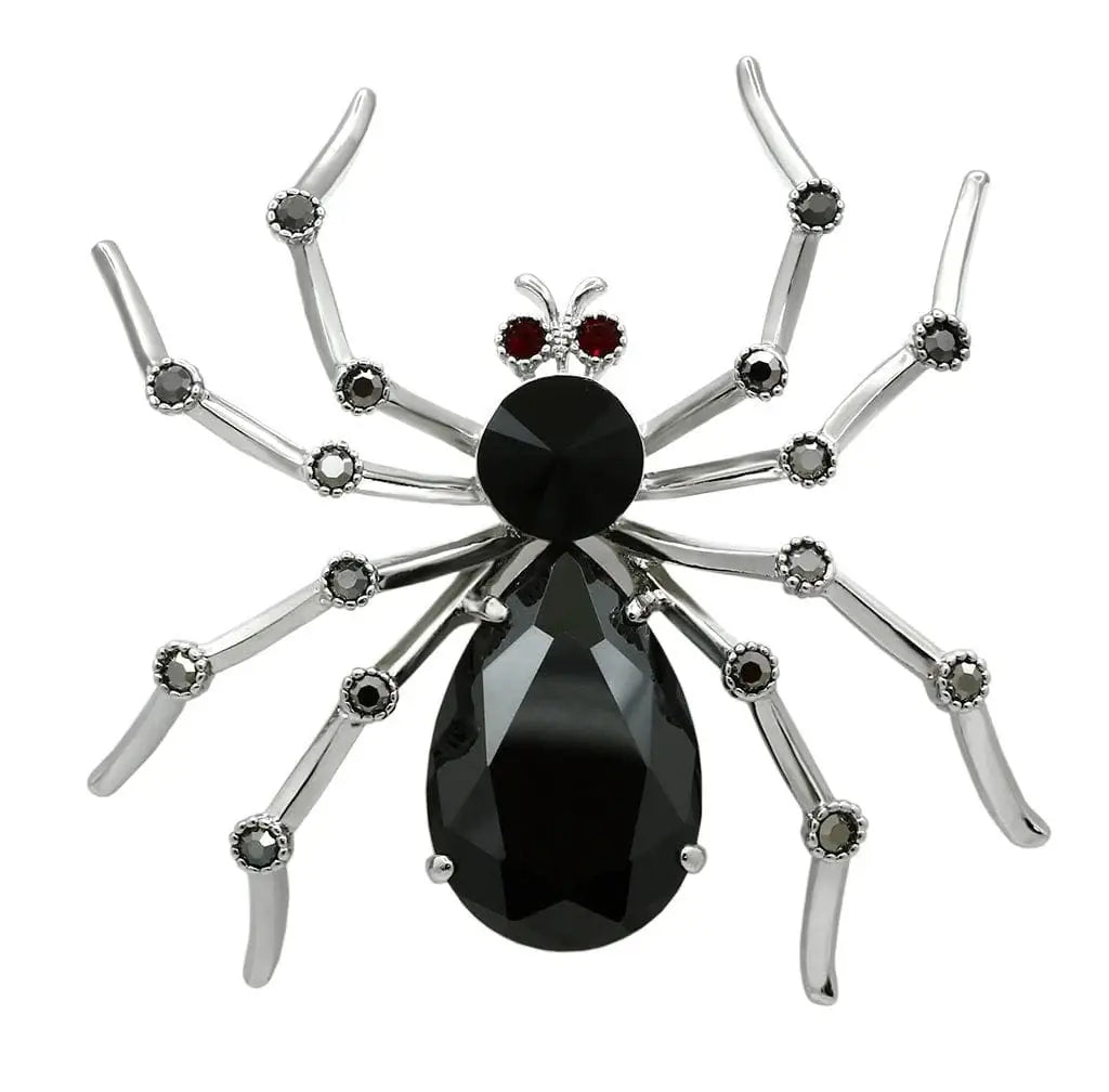 Alamode Imitation Rhodium White Metal Brooches with AAA Grade CZ in Jet - Alamode - Flyclothing LLC