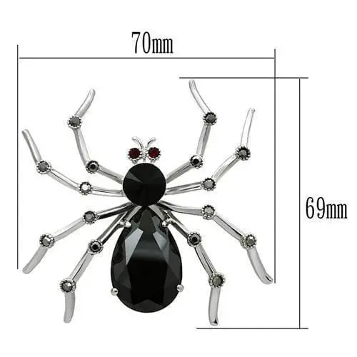 Alamode Imitation Rhodium White Metal Brooches with AAA Grade CZ in Jet - Alamode - Flyclothing LLC