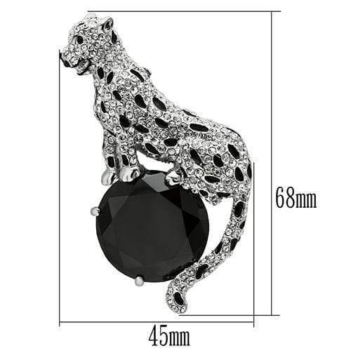 Alamode Imitation Rhodium White Metal Brooches with AAA Grade CZ in Jet - Alamode - Flyclothing LLC