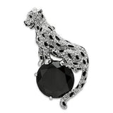 Alamode Imitation Rhodium White Metal Brooches with AAA Grade CZ in Jet - Alamode - Flyclothing LLC