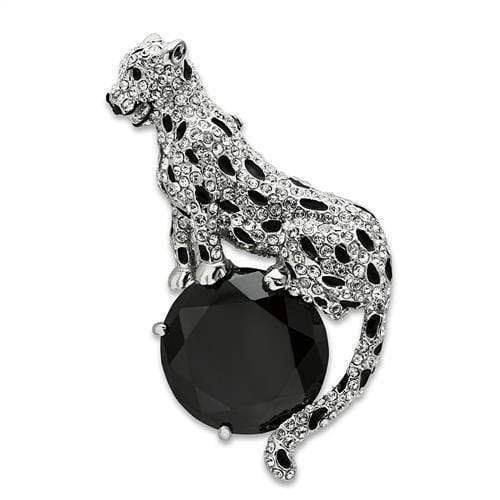 Alamode Imitation Rhodium White Metal Brooches with AAA Grade CZ in Jet - Alamode - Flyclothing LLC