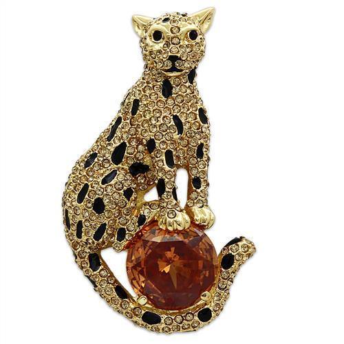 Alamode Gold White Metal Brooches with AAA Grade CZ in Champagne - Alamode