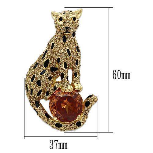 Alamode Gold White Metal Brooches with AAA Grade CZ in Champagne - Alamode - Flyclothing LLC