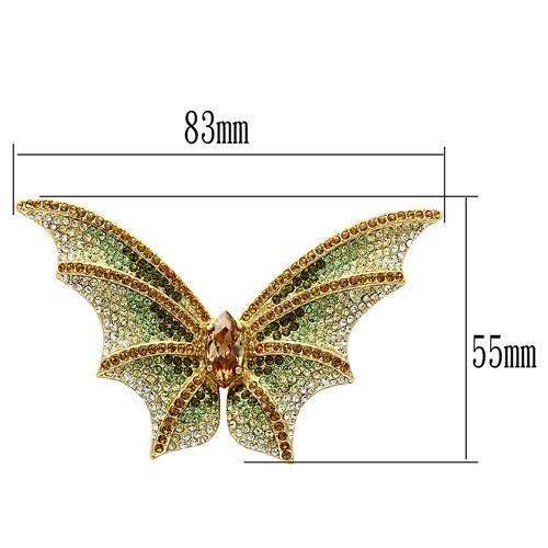 Alamode Gold White Metal Brooches with Top Grade Crystal in Multi Color - Alamode - Flyclothing LLC
