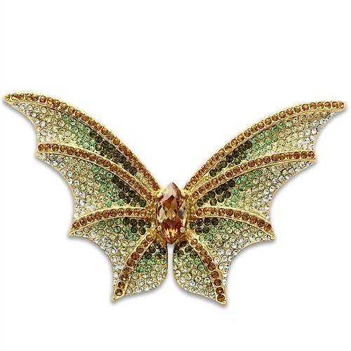 Alamode Gold White Metal Brooches with Top Grade Crystal in Multi Color - Alamode