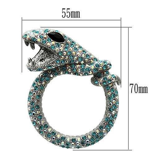 Alamode Imitation Rhodium White Metal Brooches with Top Grade Crystal in Multi Color - Alamode