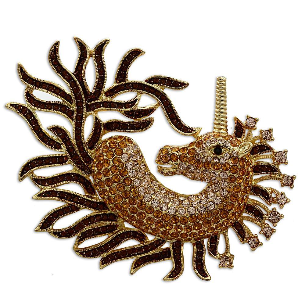 Alamode Gold White Metal Brooches with Top Grade Crystal in Multi Color - Alamode