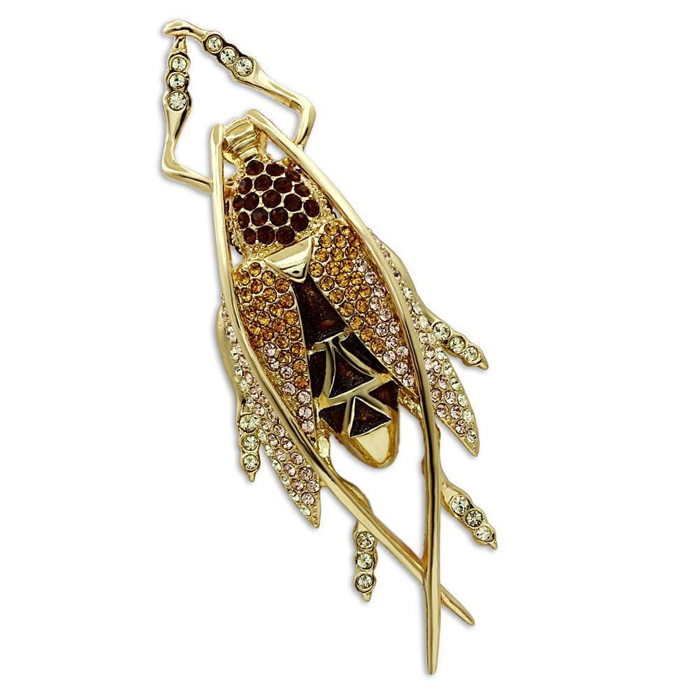 Alamode Gold White Metal Brooches with Top Grade Crystal in Multi Color - Alamode