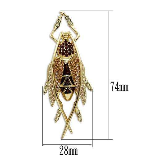 Alamode Gold White Metal Brooches with Top Grade Crystal in Multi Color - Alamode - Flyclothing LLC