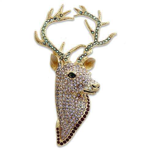 Alamode Gold White Metal Brooches with Top Grade Crystal in Multi Color - Alamode - Flyclothing LLC
