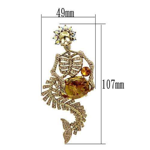Alamode Gold White Metal Brooches with AAA Grade CZ in Topaz - Alamode - Flyclothing LLC