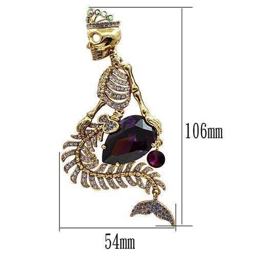 Alamode Gold White Metal Brooches with AAA Grade CZ in Amethyst - Alamode - Flyclothing LLC