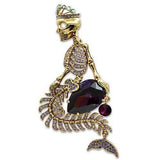Alamode Gold White Metal Brooches with AAA Grade CZ in Amethyst - Alamode - Flyclothing LLC