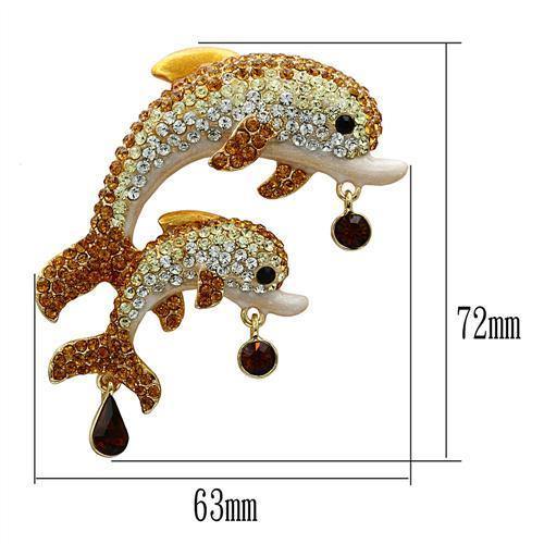 Alamode Gold White Metal Brooches with Top Grade Crystal in Multi Color - Alamode