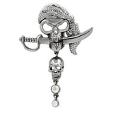 Alamode Imitation Rhodium White Metal Brooches with Top Grade Crystal in Aurora Borealis (Rainbow Effect) - Alamode - Flyclothing LLC