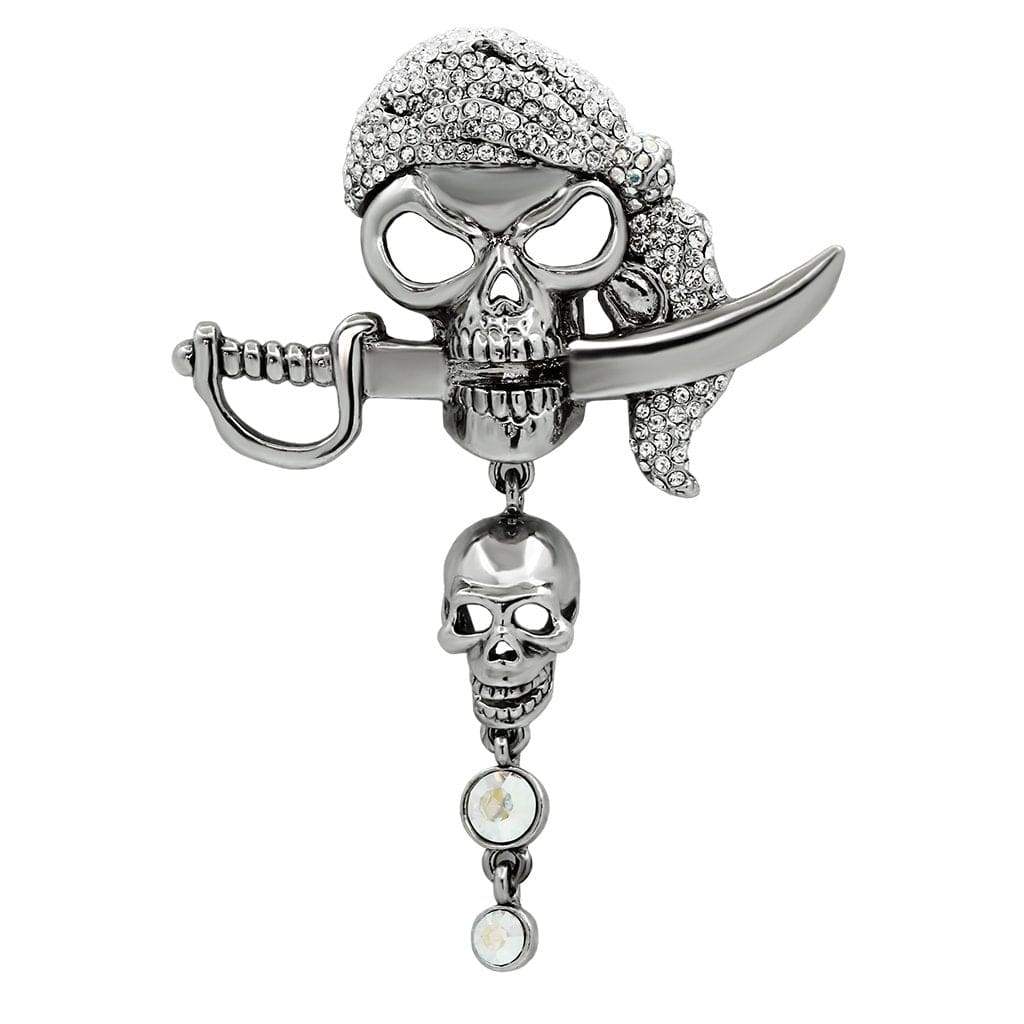 Alamode Imitation Rhodium White Metal Brooches with Top Grade Crystal in Aurora Borealis (Rainbow Effect) - Alamode - Flyclothing LLC