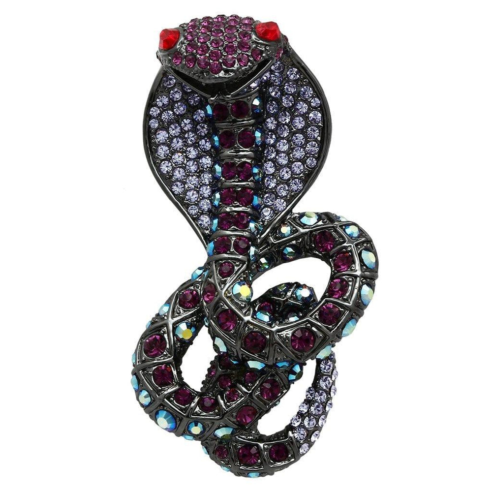 Alamode Ruthenium White Metal Brooches with Top Grade Crystal in Multi Color - Alamode