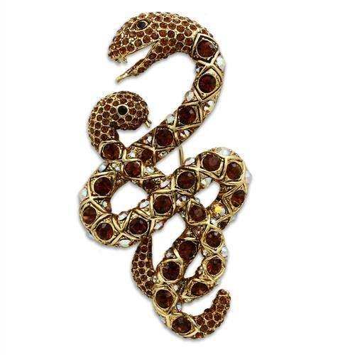Alamode Gold White Metal Brooches with Top Grade Crystal in Multi Color - Alamode - Flyclothing LLC