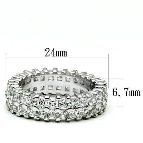 Alamode Rhodium Brass Ring with AAA Grade CZ in Clear - Alamode - Flyclothing LLC