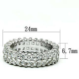 Alamode Rhodium Brass Ring with AAA Grade CZ in Clear - Alamode - Flyclothing LLC