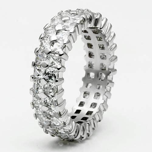 Alamode Rhodium Brass Ring with AAA Grade CZ in Clear - Alamode - Flyclothing LLC