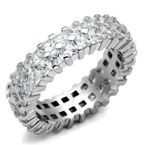 Alamode Rhodium Brass Ring with AAA Grade CZ in Clear - Alamode - Flyclothing LLC