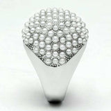 Alamode Rhodium Brass Ring with Synthetic Pearl in White - Alamode - Flyclothing LLC