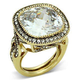 Alamode Gold Brass Ring with AAA Grade CZ in Clear - Alamode - Flyclothing LLC