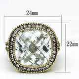 Alamode Gold Brass Ring with AAA Grade CZ in Clear - Alamode - Flyclothing LLC
