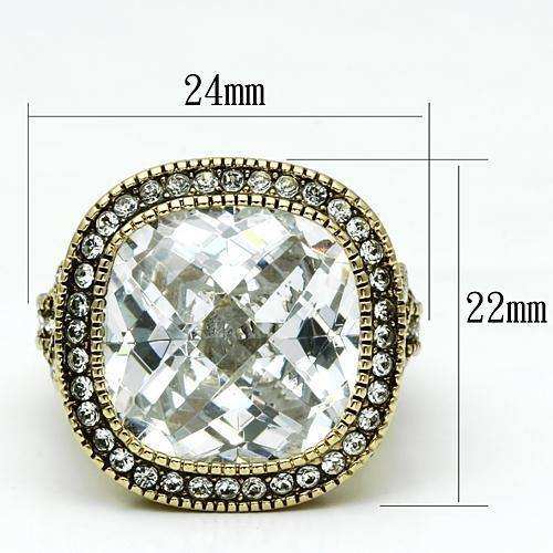 Alamode Gold Brass Ring with AAA Grade CZ in Clear - Alamode - Flyclothing LLC