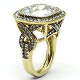 Alamode Gold Brass Ring with AAA Grade CZ in Clear - Alamode - Flyclothing LLC