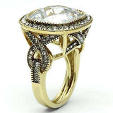 Alamode Gold Brass Ring with AAA Grade CZ in Clear - Alamode - Flyclothing LLC