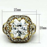 Alamode Gold Brass Ring with AAA Grade CZ in Clear - Alamode - Flyclothing LLC