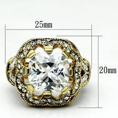Alamode Gold Brass Ring with AAA Grade CZ in Clear - Alamode