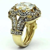 Alamode Gold Brass Ring with AAA Grade CZ in Clear - Alamode - Flyclothing LLC