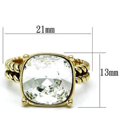 Alamode Gold Brass Ring with AAA Grade CZ in Clear - Alamode