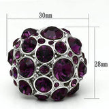Alamode Rhodium Brass Ring with Top Grade Crystal in Amethyst - Alamode - Flyclothing LLC